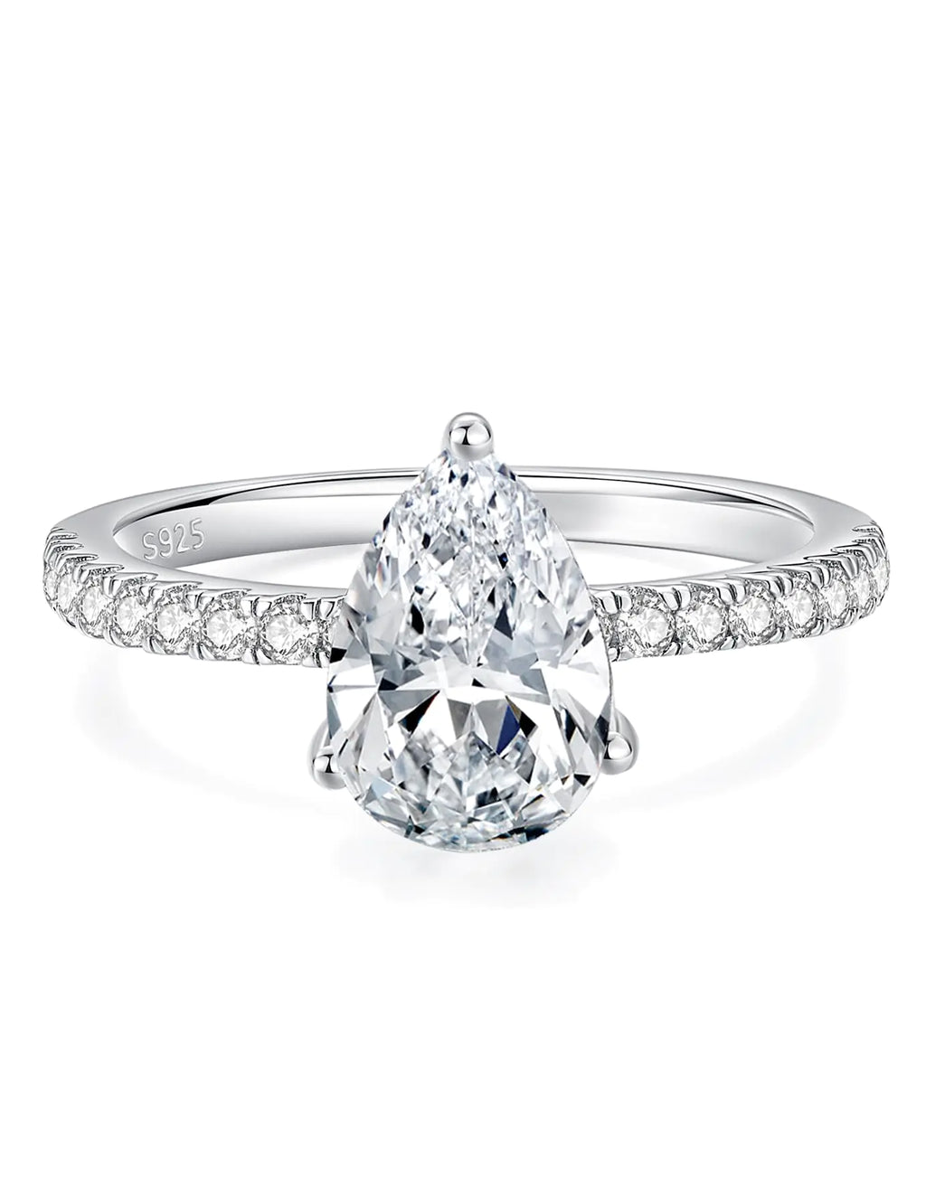 Oivley 2CT Pear Shaped Engagement Ring Teardrop Cubic Zirconia Sterling Silver Womens Promise Rings Fake Engagement Rings Solitaire CZ Engagement Rings for Women with 18K White Gold Plated-95