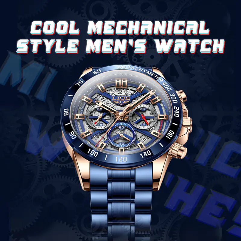 Men's Multifunctional Waterproof Quartz Hollow Watch