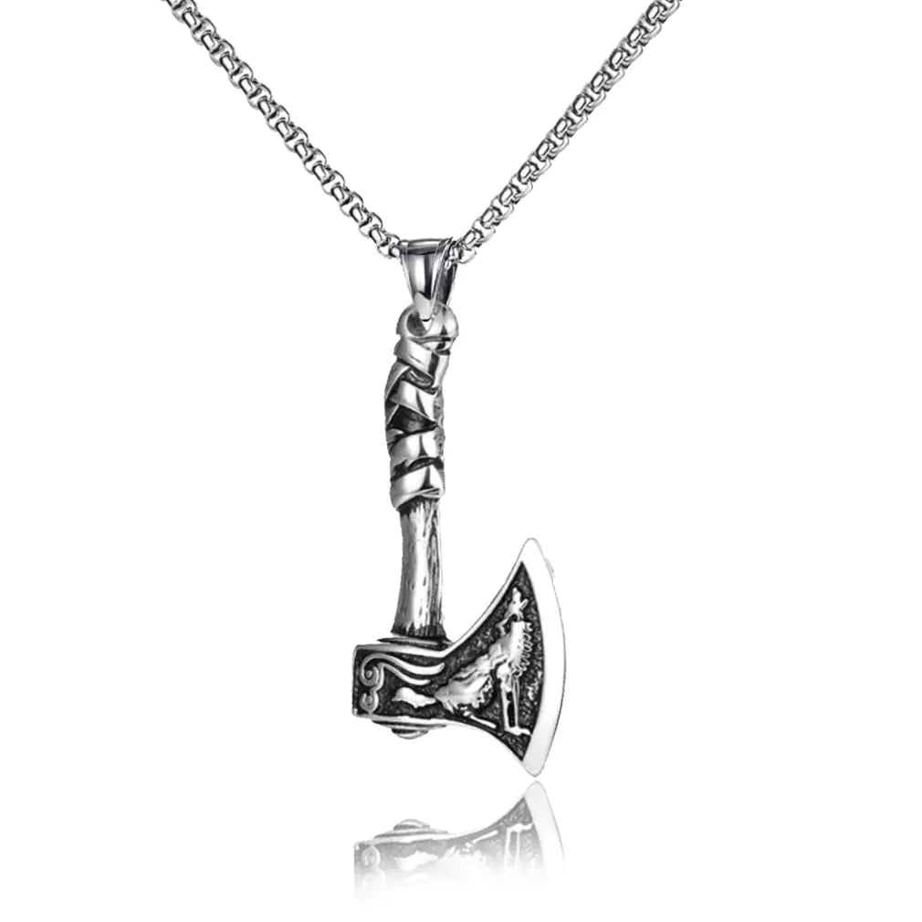 JWM Mens Pendants Necklaces Jewelry for Adults with 23.6 Stainless Steel Square Pearl Chain (axe pendant)