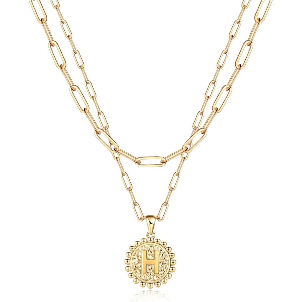 Weiyanfnr Gold Initial Necklaces for Women Gold Chain Necklace Layered Paperclip Chain Necklaces for Women Jewelry Gifts (T)