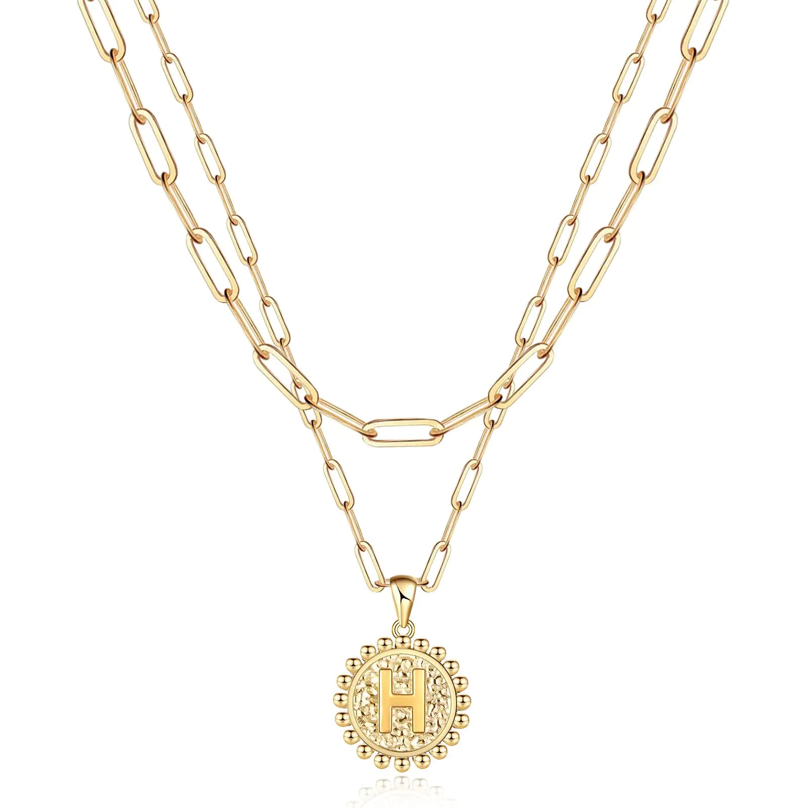 Weiyanfnr Gold Initial Necklaces for Women Gold Chain Necklace Layered Paperclip Chain Necklaces for Women Jewelry Gifts (T)