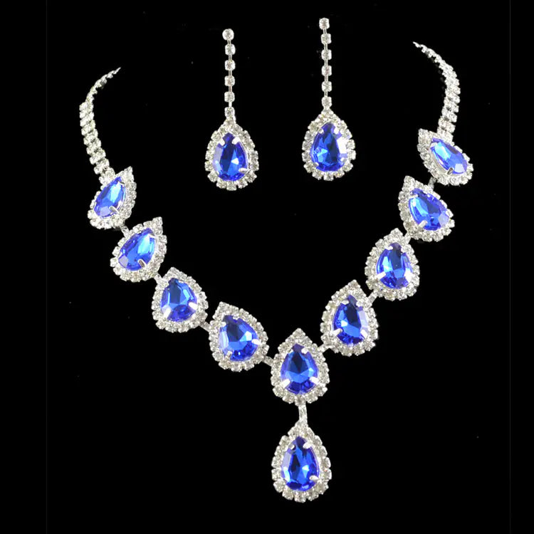 Bridal Jewelry Set with Colorful Rhinestone Earrings