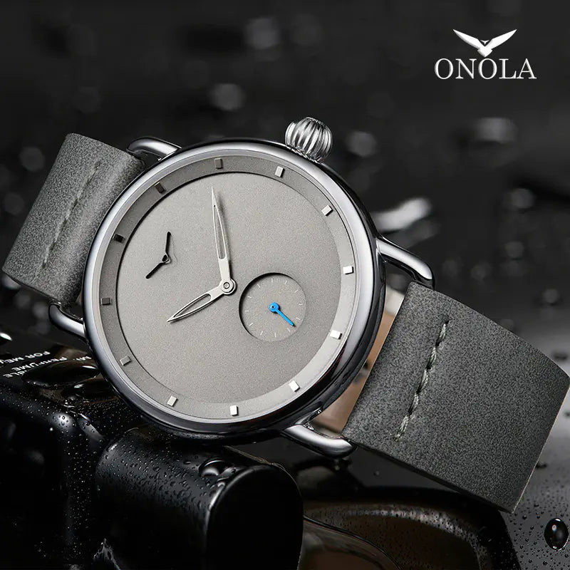 ONOLA Men's Quartz Wristwatch - Simple Leather Design