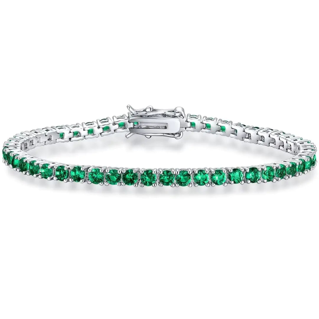 QUEENMOMENT May Birthstone Bracelets for WomenCreated Emerald Tennis Bracelets for Women3mm CZ Birthstone Tennis Bracelets Jewelry Birthday Gifts for Mom Wife 6.5 inch