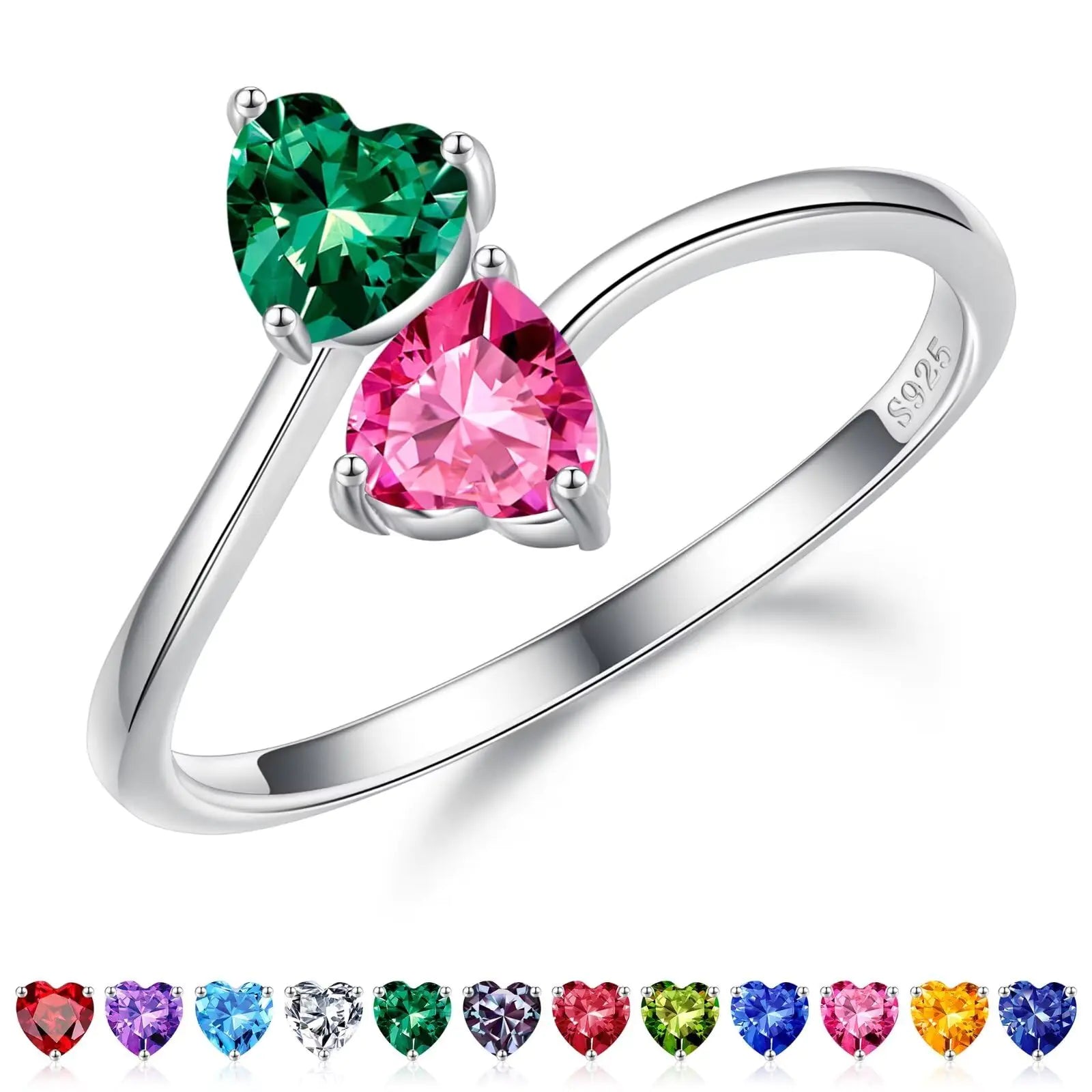Iefil Mothers Day Gifts for Wife May October Birthstone Rings Emerald & Tourmaline Birthstone Jewelry Anniversary Wife Gifts Anniversary Women Gifts Gifts for Wife Gifts for Her