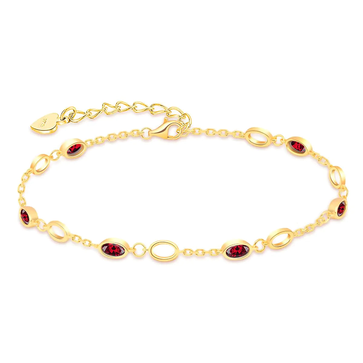 RIVIKO Jul Birthstone Bracelets for Women925 Sterling Silver Gold Plated Dainty Women Charm Link BraceletAnniversary Jewelry Valentines Christmas Day Birthday Gifts for Her Mom Wife