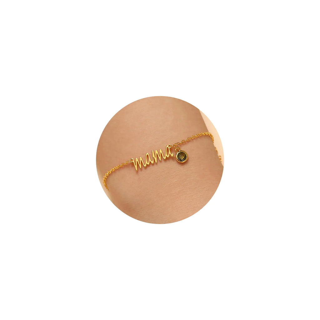 JSJOY Mama Bracelet Mothers Day Gifts August Birthstone Bracelet Dainty Peridot Bracelet Jewelry Birthday Gifts Gold Bracelet for Mom Birthstone Bracelet for Women