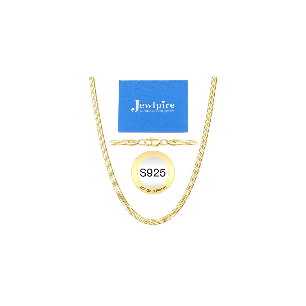 Jewlpire 18K Gold Herringbone Necklace for Women Gold Necklace for Women 5mm Herringbone Chain Necklace Dainty Womens Chain Necklaces Gold Chain 18 Inch
