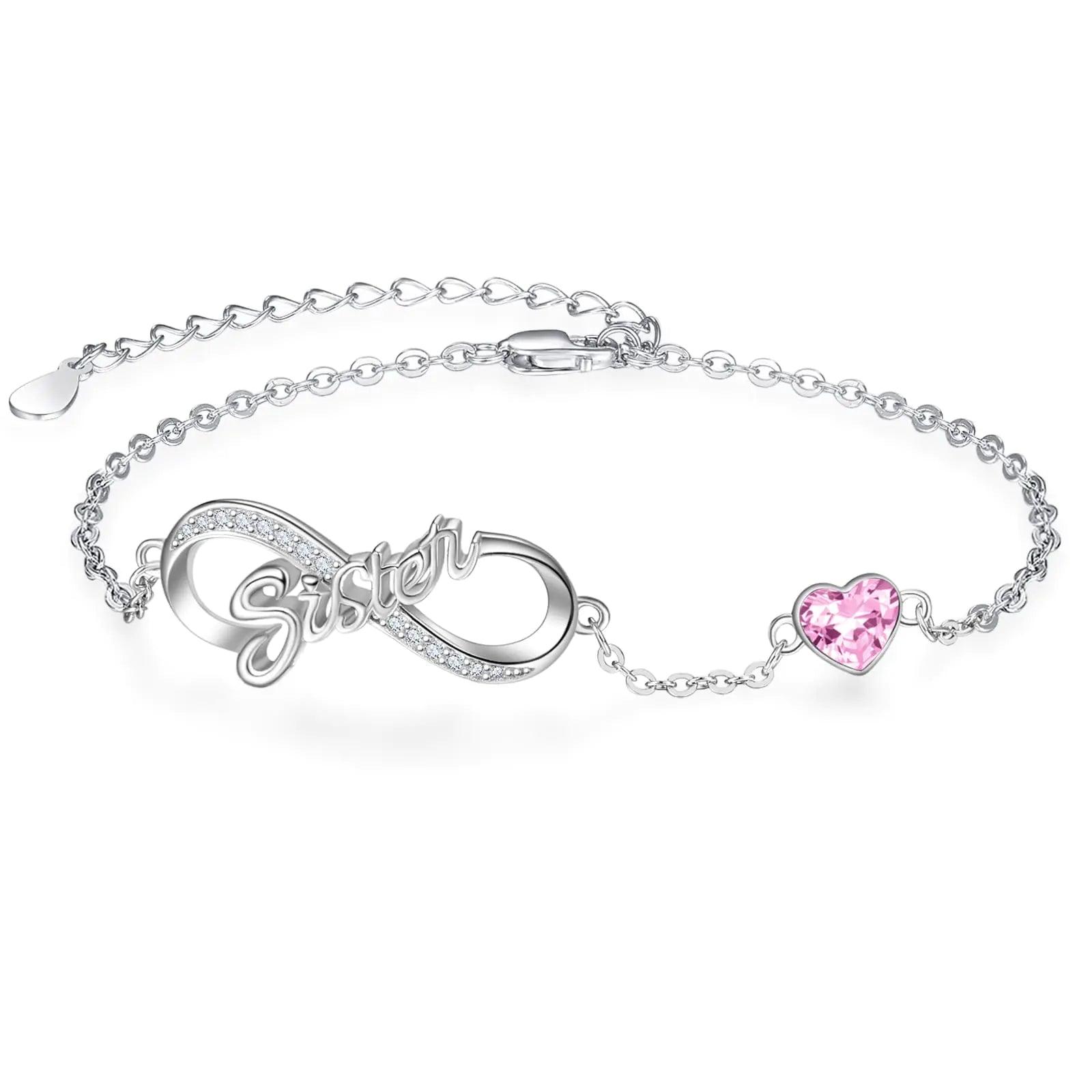 Palpitate Sister Infinity Bracelet Sister Birthday Bracelets Sterling Silver Women Created-Birthstone Sister Jewelry Gift to Bestie Friendship Birthday