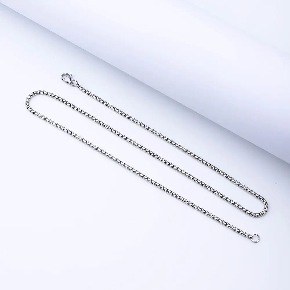 Men's Stainless Steel Chain with Square Pearl Design