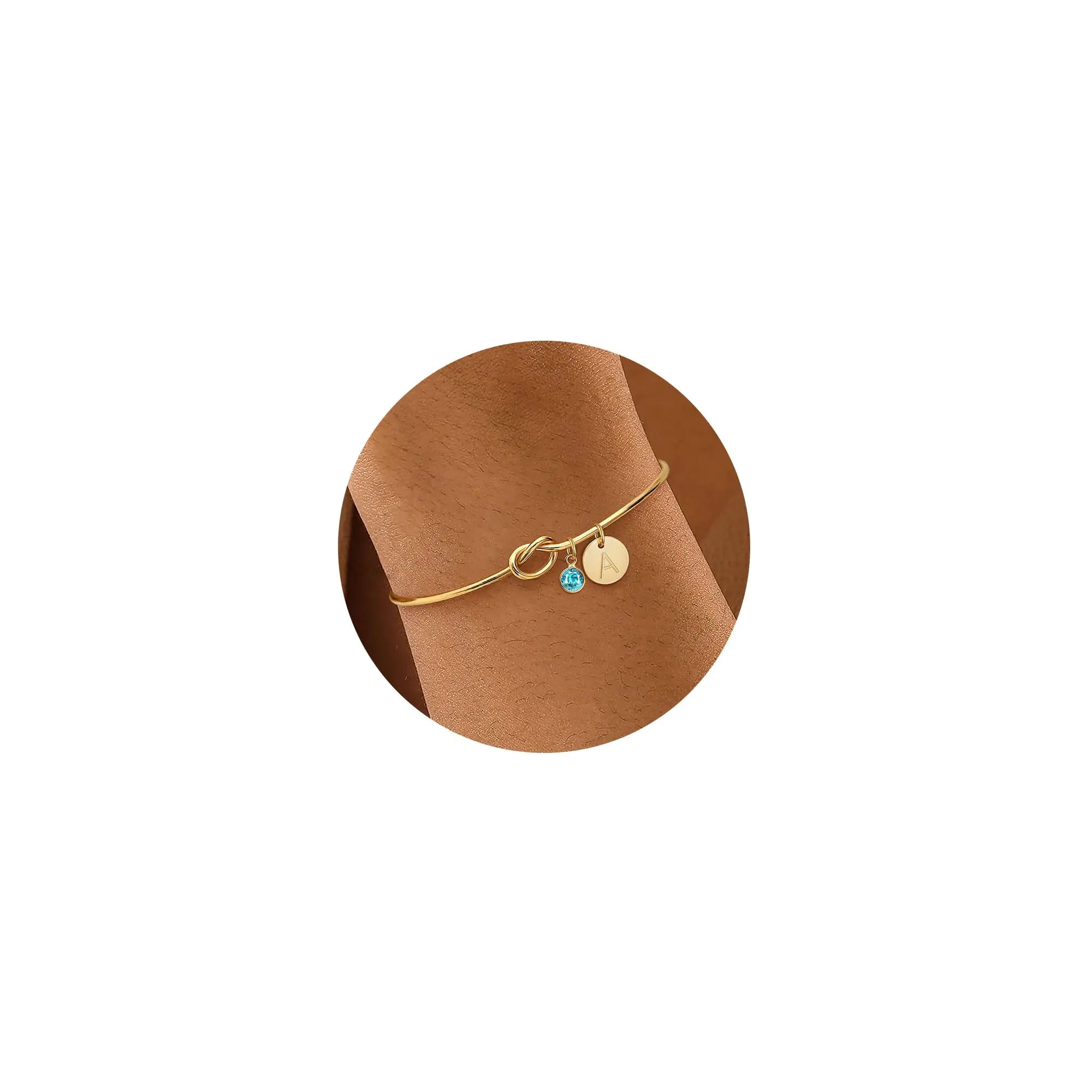 Initial Birthstone Gold Bracelets for Women Trendy 14K Gold Plated Letter A-Z Initial Charm Bracelet Tie the Love Knot Adjustable Cuff Bangle Birthstone Bracelets Birthday Bridesmaid Proposal Gifts