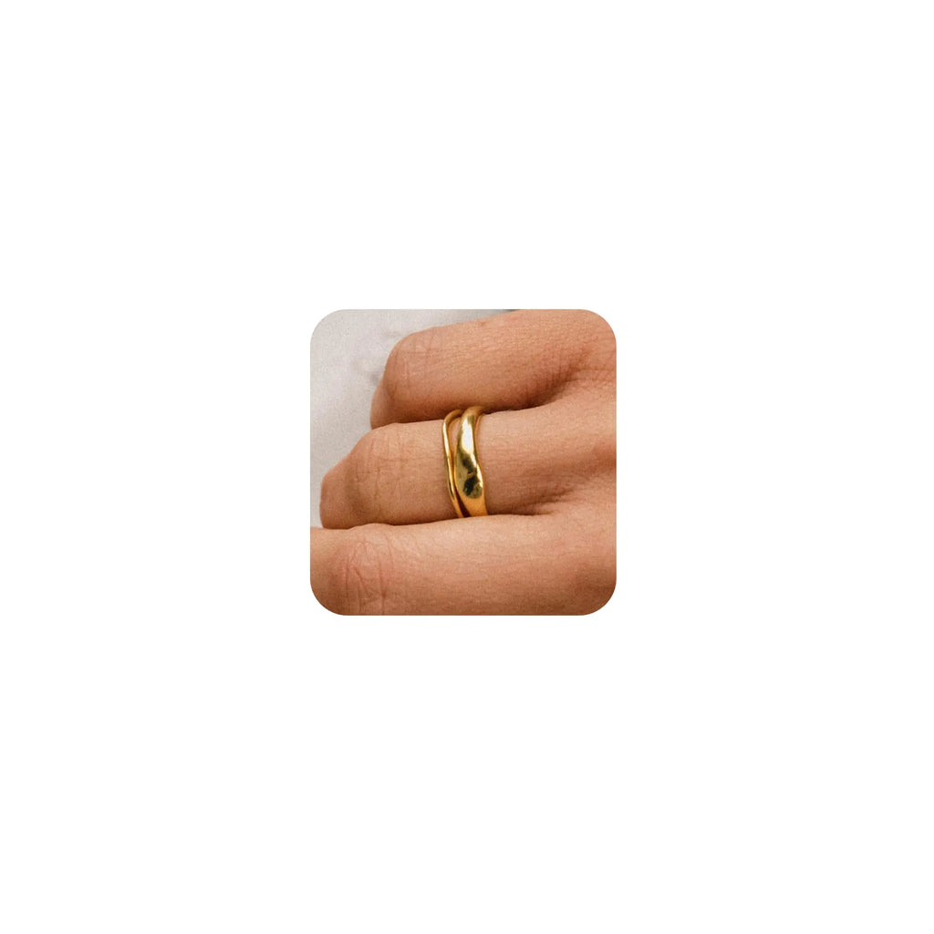 YUBHEP 2PCS Gold Rings for Women 14k Gold Plated Stackable Thin Rings for Women Rings Non Tarnish Rings Aesthetic Jewelry Size for 6-10