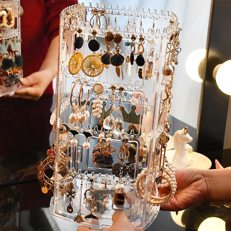 Rotating Jewelry Organizer for Earrings and Necklaces