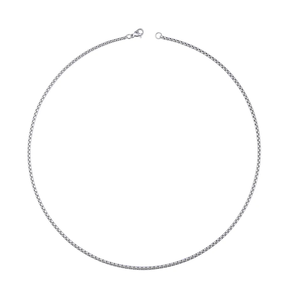 Men's Stainless Steel Chain with Square Pearl Design