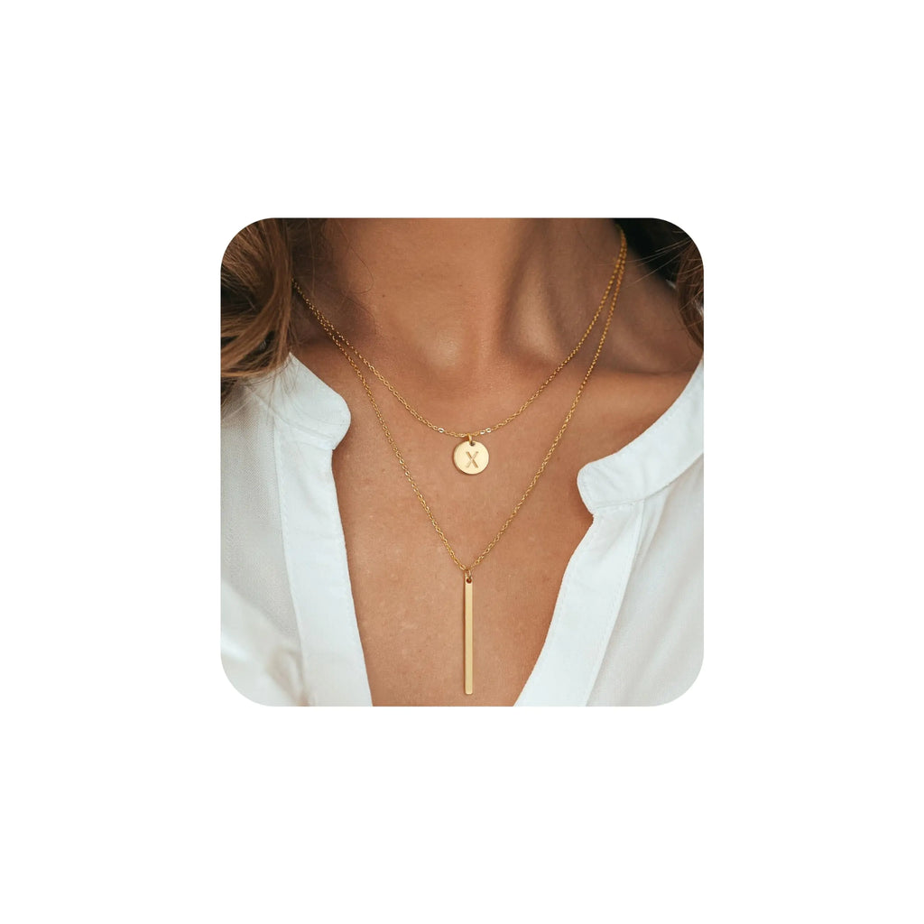 Turandoss Gold Layered Initial Necklaces for Women - 14K Gold Plated Personalized Dainty Layered Initial Letter X Pendent Gold Y-Shaped Necklaces Chain for Women Trendy Gold Jewelry Women