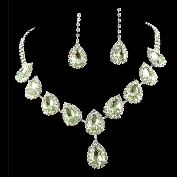 Bridal Jewelry Set with Colorful Rhinestone Earrings