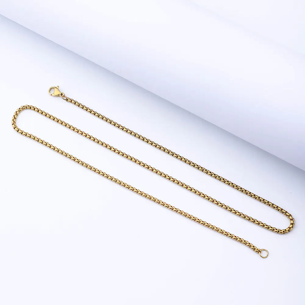 Men's Stainless Steel Chain with Square Pearl Design