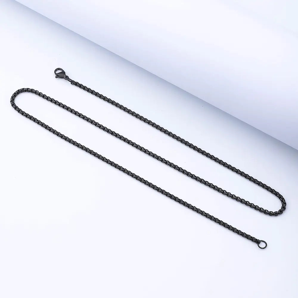 Men's Stainless Steel Chain with Square Pearl Design