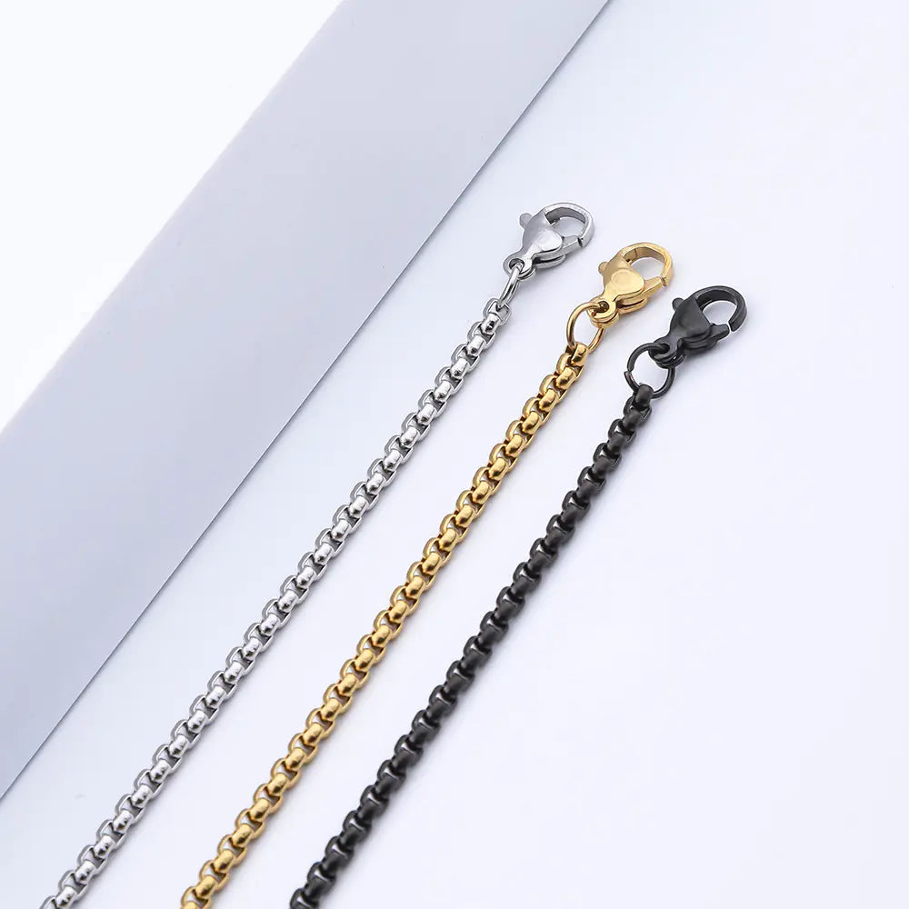 Men's Stainless Steel Chain with Square Pearl Design