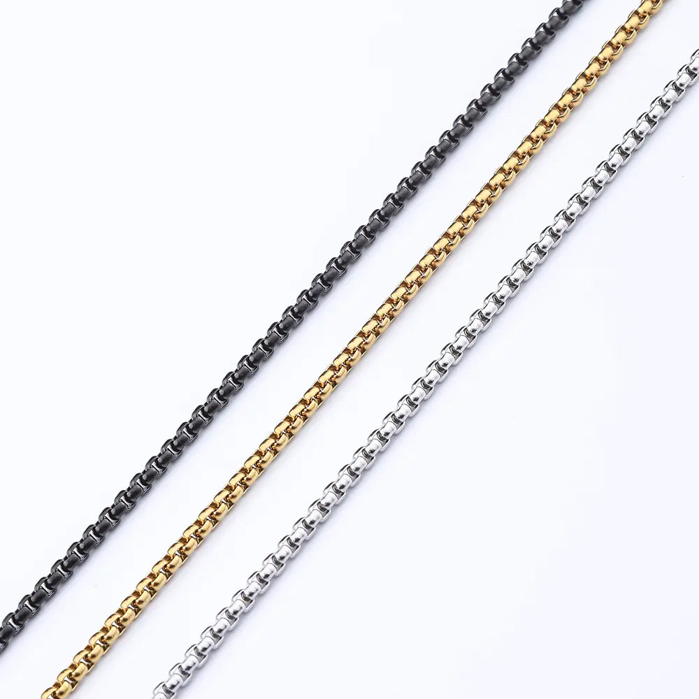 Men's Stainless Steel Chain with Square Pearl Design