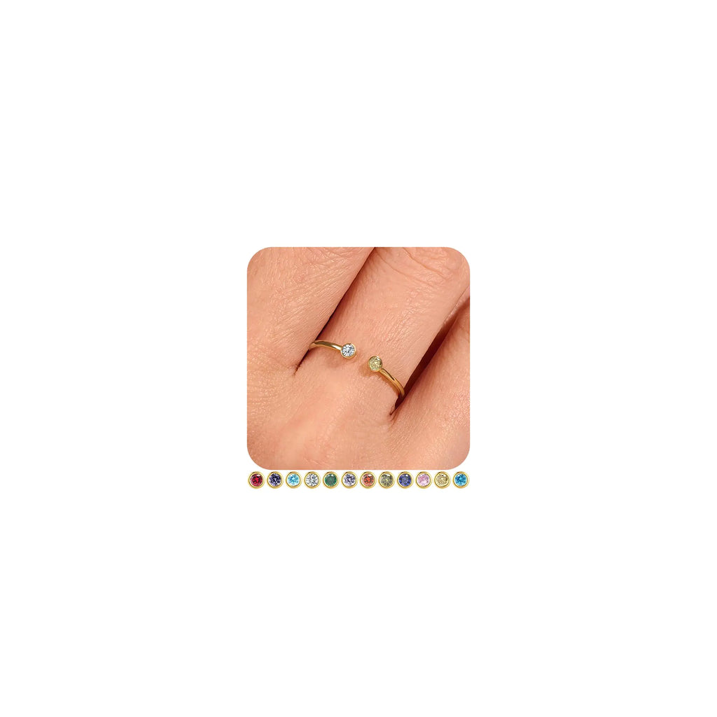 ZNBOH Gold Birthstone Rings for Women Non Tarnish Stackable Adjustable Couple Rings for Women 14k Gold Plated Dainty Stacking Cubic Zirconia Emerald Green Ring for Mother Birthday Gifts Jewelry