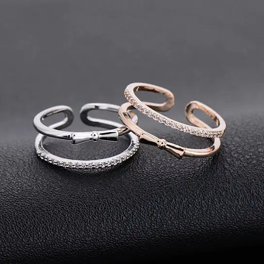 Cupido Bridal Rings With Bow And CZ Diamonds