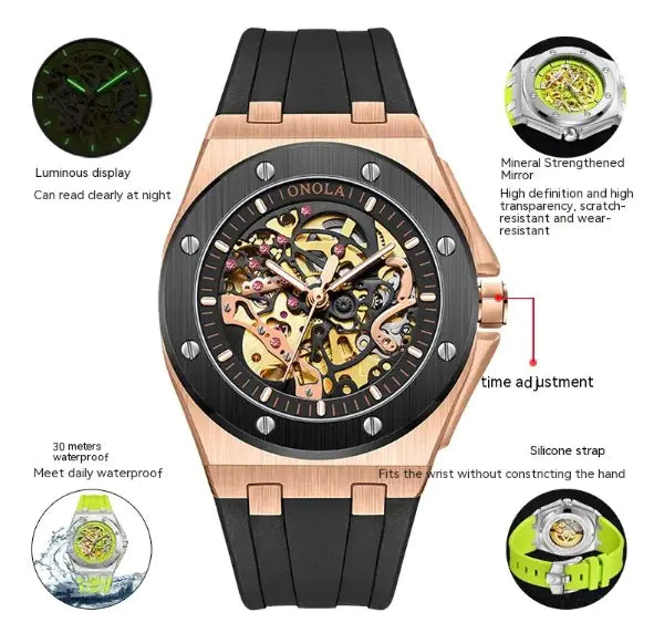 ONOLA Automatic Mechanical Skeleton Watch (Copia)