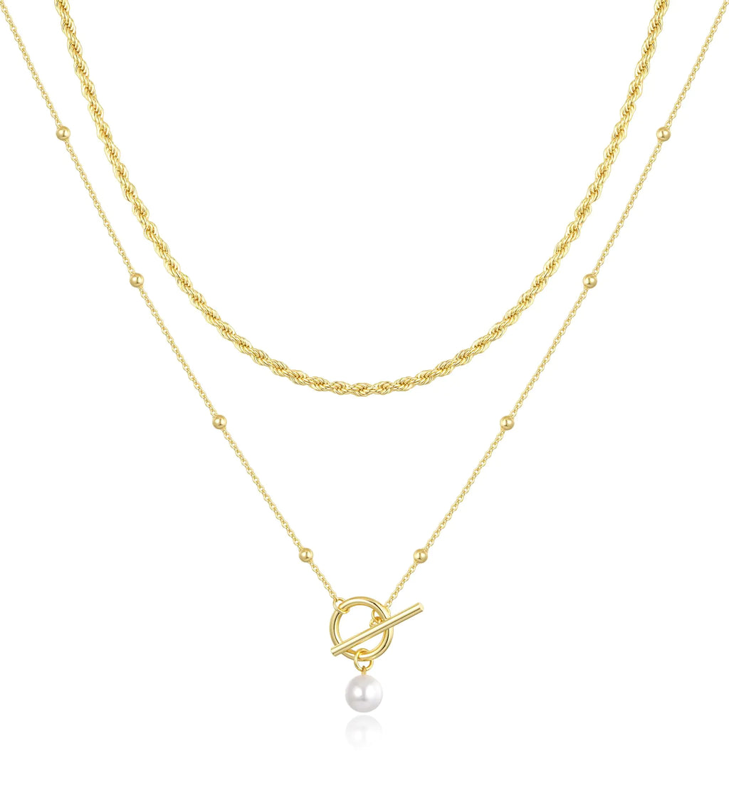 Jewlpire 14k Plated Gold Layered Necklaces for Women Gold Necklace Set Cuban Link Snake Chain Paperclip Layered Chains Twisted Rope and Twisted Chain Trendy Layering Necklace