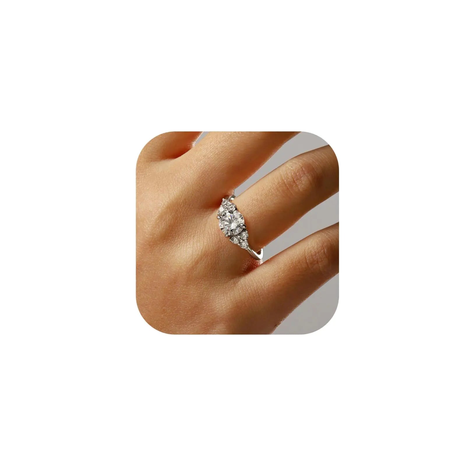 SMILEST 1.5ct Round Engagement Rings for Women 14K White Gold Plated Solid 925 Sterling Silver Rings Fake Ring for Women Sterling Silver Rings CZ Anniversary Rings for Women Size 7.5