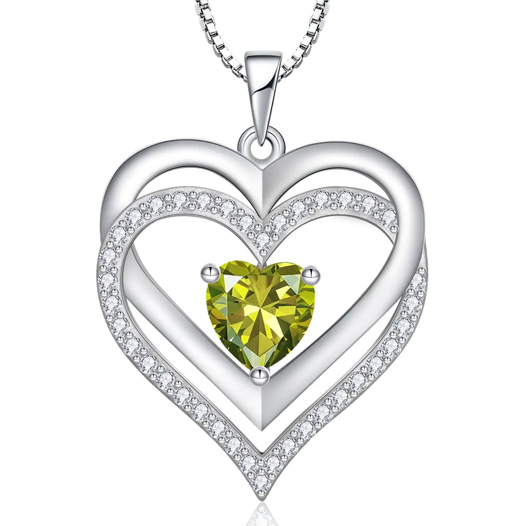 RIVIKO Heart August Birthstone Necklaces Gifts for Women 925 Sterling Silver Love Heart Pendant Necklace Mothers Day Valentines Christmas Birthday Jewelry Gifts for Her Mom Wife