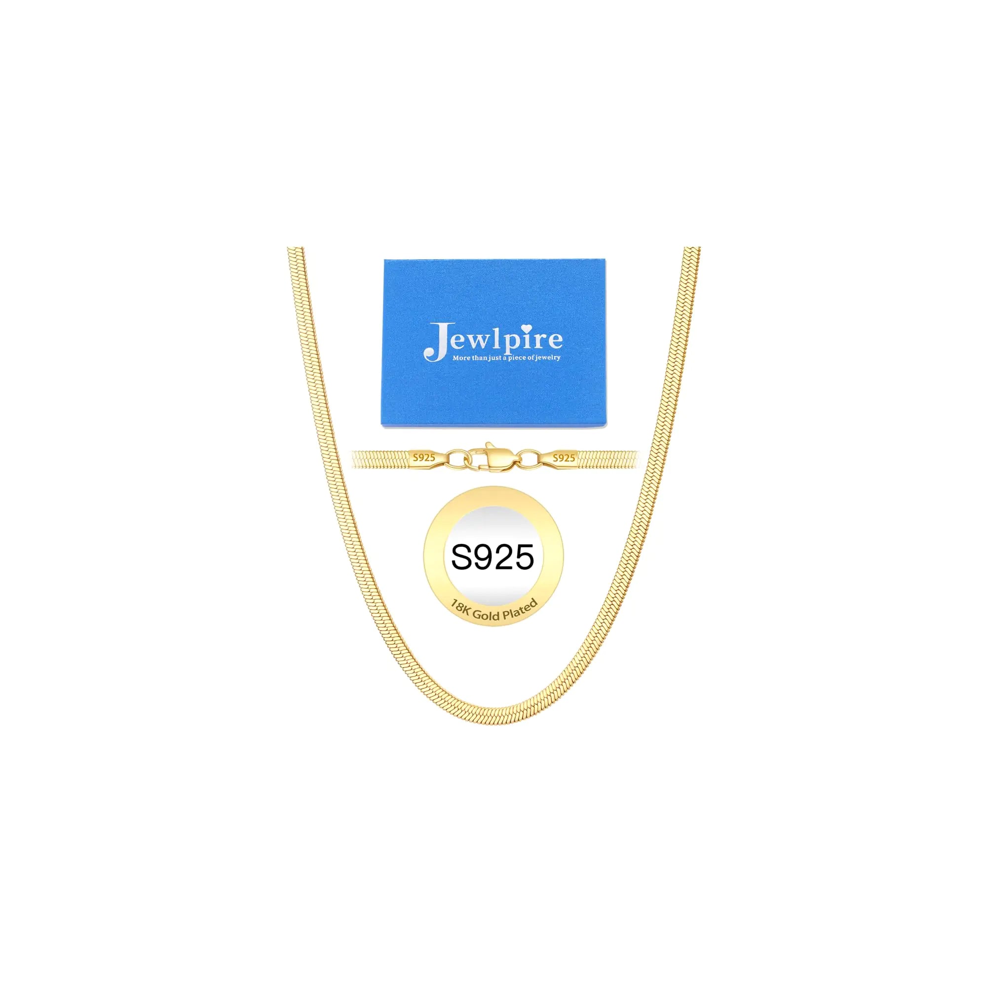 Jewlpire 18K Gold Herringbone Necklace for Women Gold Necklace for Women 5mm Herringbone Chain Necklace Dainty Womens Chain Necklaces Gold Chain 18 Inch